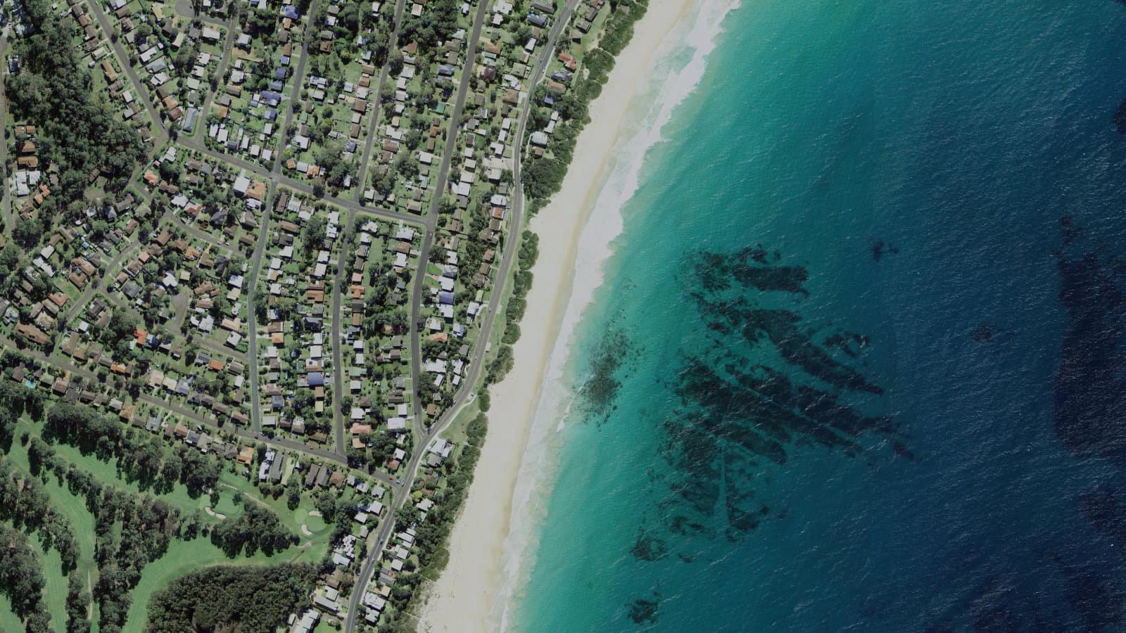 Aerial view of Mollymook Beach on the NSW South Coast